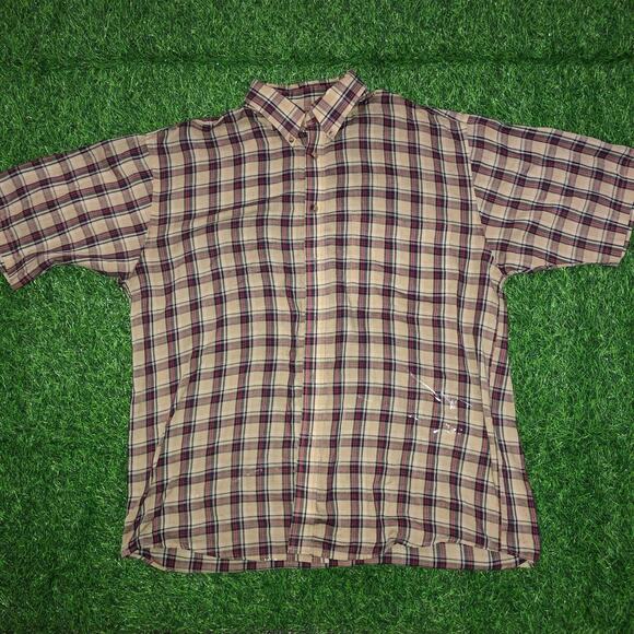 Men’s Plaid Distressed Collared Short Sleeve - Picture 1 of 6